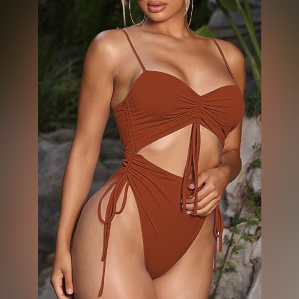 Viottiset Women's Drawstring 1 Piece High Cut Swimsuit 2xl no tag tag never used